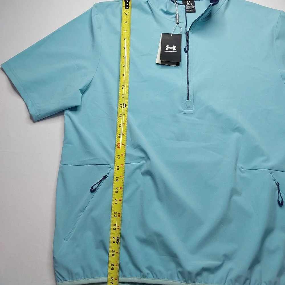 Under Armour Storm Golf Pullover Large Half Zip Short Sleeve Top Light Blue